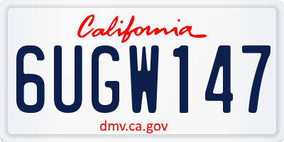 CA license plate 6UGW147