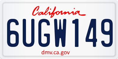 CA license plate 6UGW149