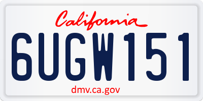 CA license plate 6UGW151
