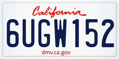 CA license plate 6UGW152