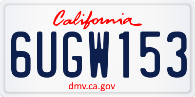 CA license plate 6UGW153