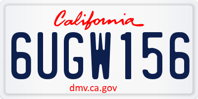 CA license plate 6UGW156