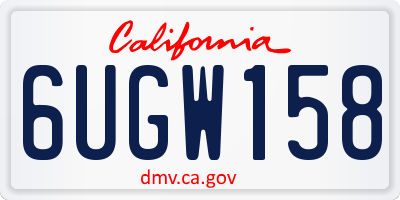 CA license plate 6UGW158
