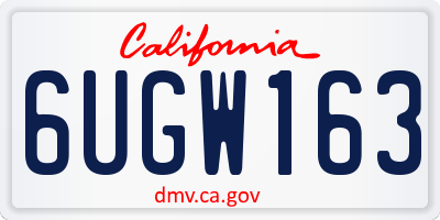 CA license plate 6UGW163