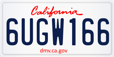 CA license plate 6UGW166