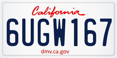 CA license plate 6UGW167