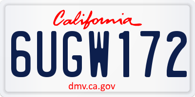 CA license plate 6UGW172