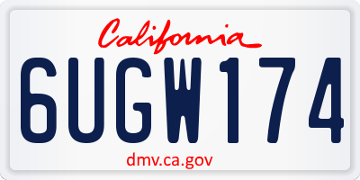 CA license plate 6UGW174