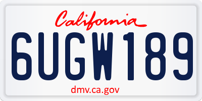 CA license plate 6UGW189
