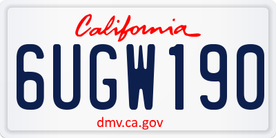 CA license plate 6UGW190