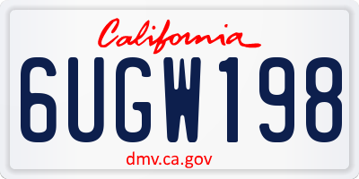 CA license plate 6UGW198