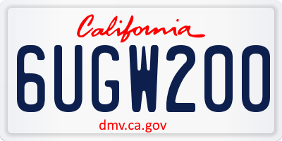 CA license plate 6UGW200