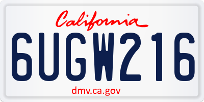 CA license plate 6UGW216