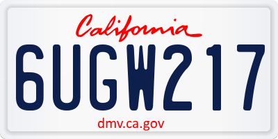 CA license plate 6UGW217
