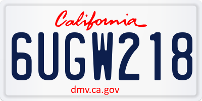 CA license plate 6UGW218