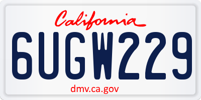 CA license plate 6UGW229