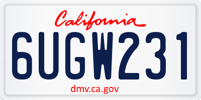 CA license plate 6UGW231
