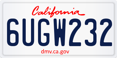 CA license plate 6UGW232