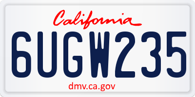 CA license plate 6UGW235