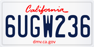CA license plate 6UGW236