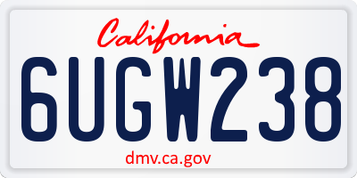 CA license plate 6UGW238