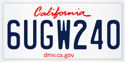CA license plate 6UGW240