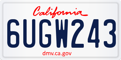 CA license plate 6UGW243