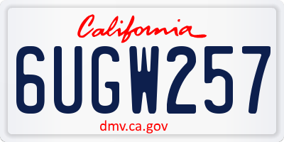 CA license plate 6UGW257