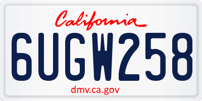 CA license plate 6UGW258