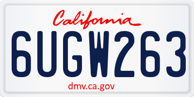 CA license plate 6UGW263