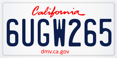 CA license plate 6UGW265