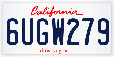CA license plate 6UGW279