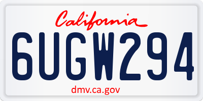 CA license plate 6UGW294