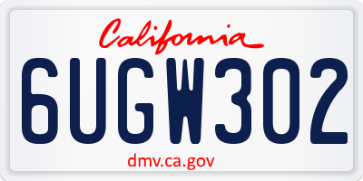 CA license plate 6UGW302