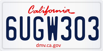 CA license plate 6UGW303
