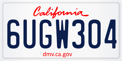 CA license plate 6UGW304