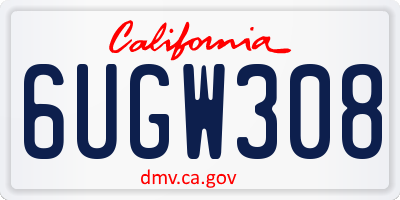 CA license plate 6UGW308