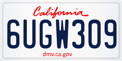 CA license plate 6UGW309