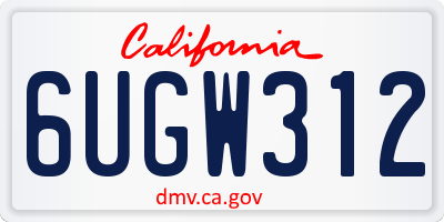 CA license plate 6UGW312
