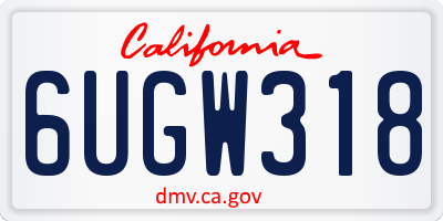 CA license plate 6UGW318
