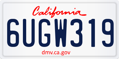 CA license plate 6UGW319