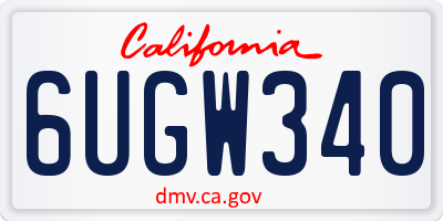 CA license plate 6UGW340