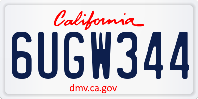 CA license plate 6UGW344