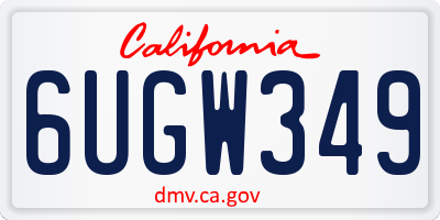 CA license plate 6UGW349