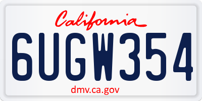 CA license plate 6UGW354