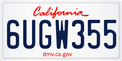 CA license plate 6UGW355
