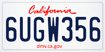 CA license plate 6UGW356