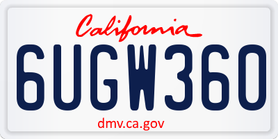 CA license plate 6UGW360