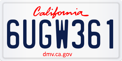 CA license plate 6UGW361