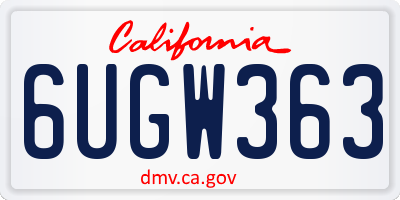CA license plate 6UGW363